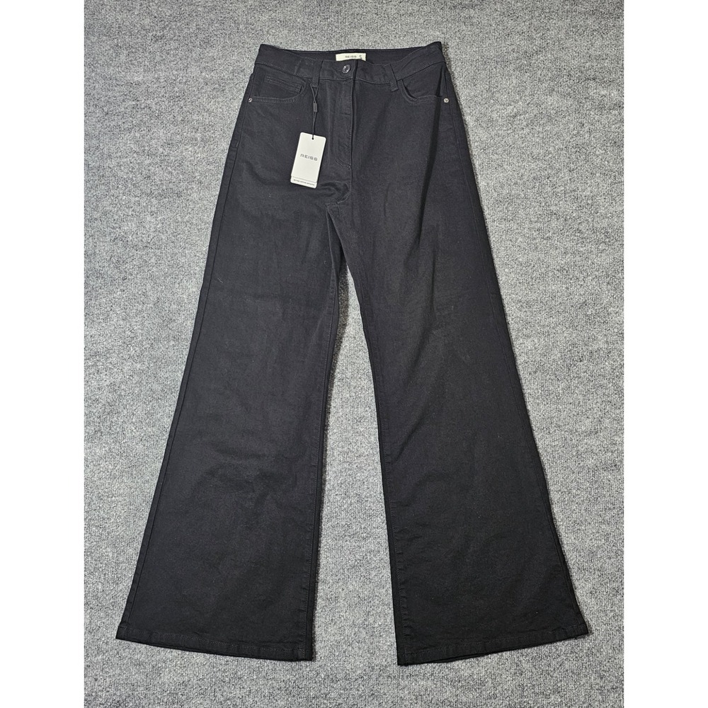 Reiss Denim Bonnie High Rise Flare Jeans Women's Size 30R Black